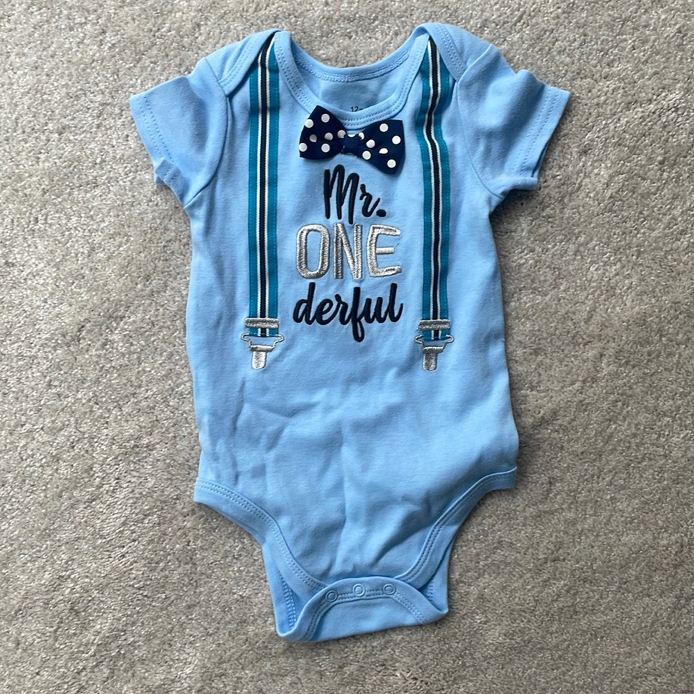 Bow Tie and Suspenders Onesie for a Special Occasion. Blue. Brand new
